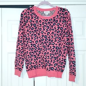 Pink leopard print sweater